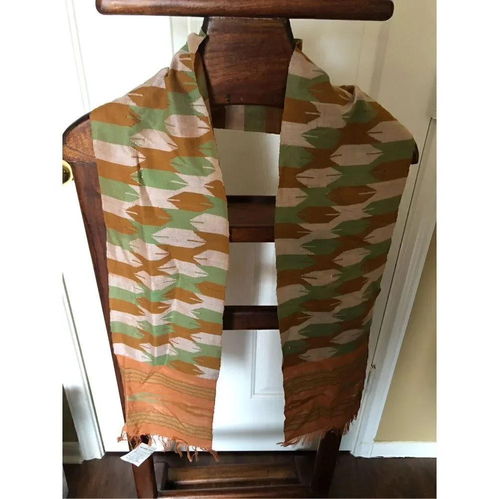 NWT brown green 100% silk shaw/wrap 8x62 handmade in Nepal